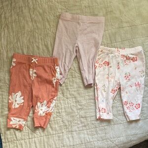 Carter's Pink and Orange Floral Leggings Trio